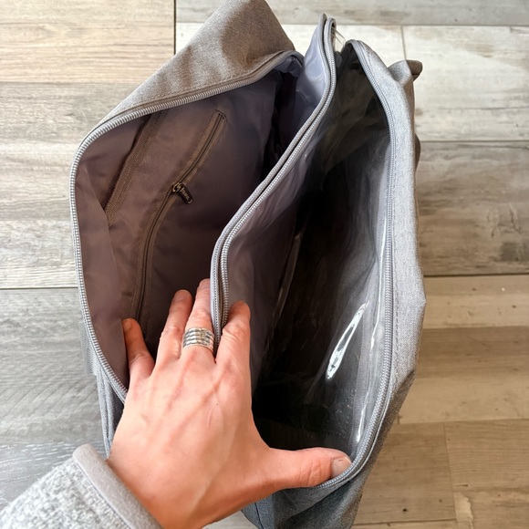 NEW Packable Luggage Travel Gym Bag Gray - Wet Pocket / Shoes Compartment - Picture 9 of 12